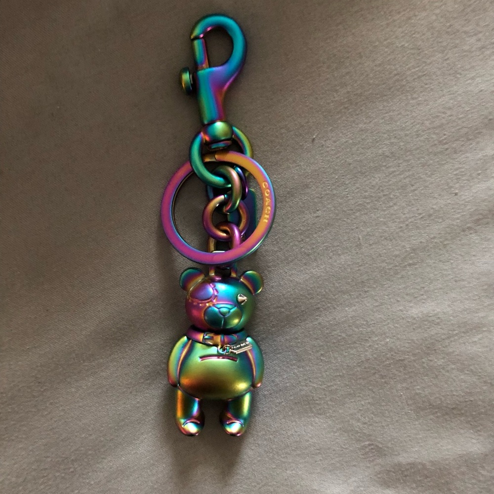 Coach oil slick bear charm